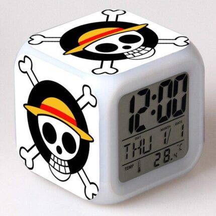 Reloj Despertador De One Piece Con La Bandera Jolly Roger De Mugiwara.