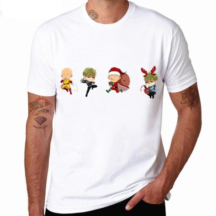 Camiseta De One Punch Man Con Saitama Y Genos Para Navidad.